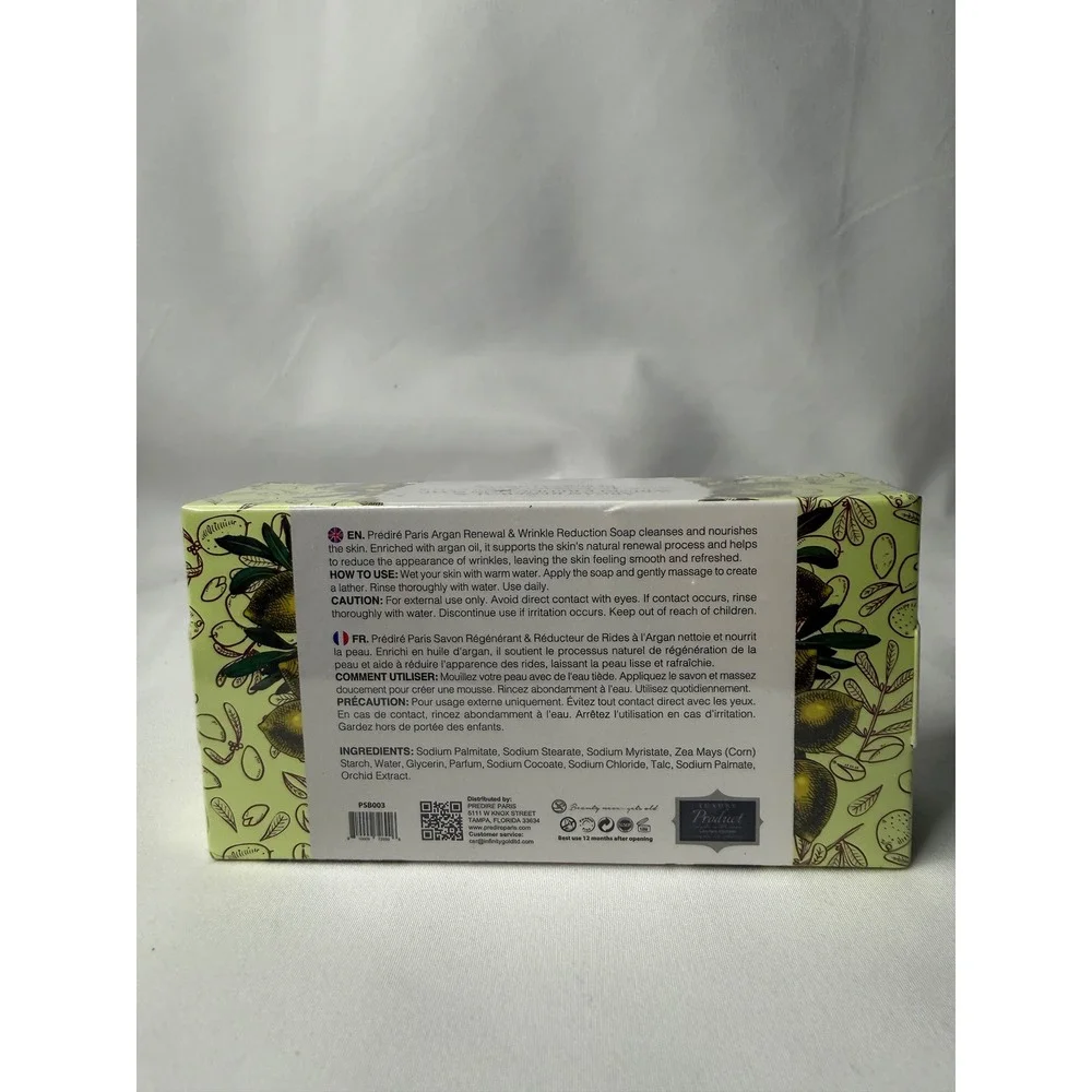 Predire Paris Argan Renewal & Wrinkle Reduction Soap 175g Antibacterial New